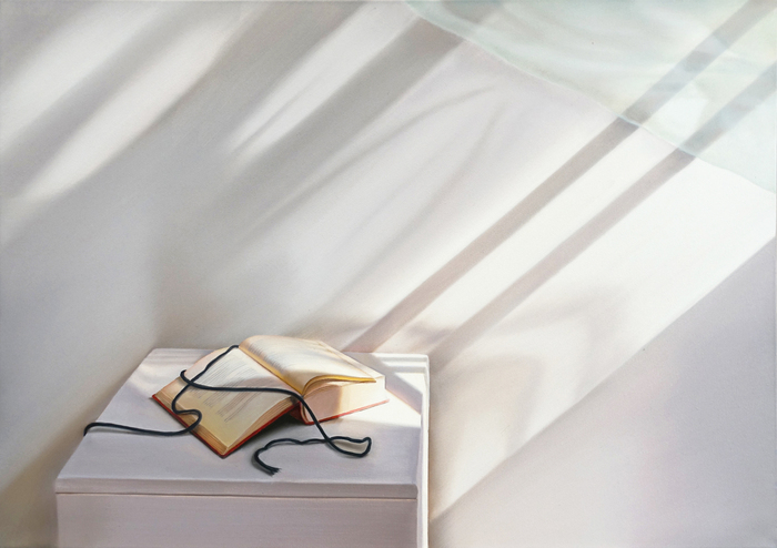 Offenes Buch mit Wind