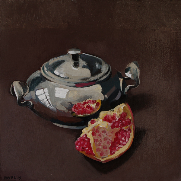 2476 Silberne Zuckerdose mit Granatapfel