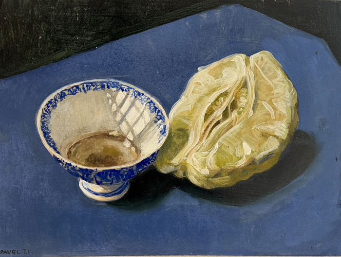 2689-Porzelan Schälchen mit Pomelo