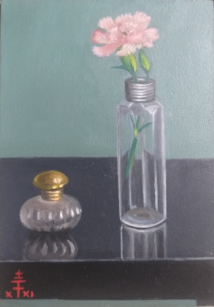 Mit rosa Nelke