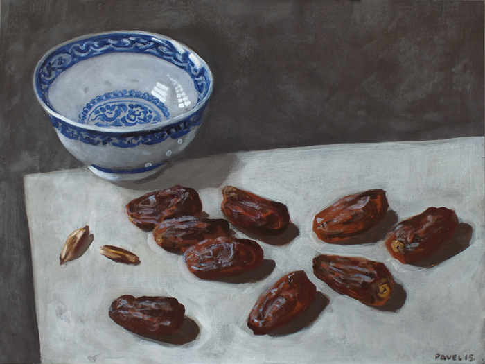 1978 - Datteln mit blau-weißer Porzellanschale