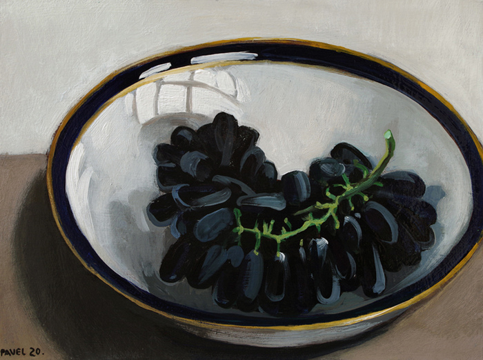 2593 - Trauben in goldumrandeter Porzellanschale