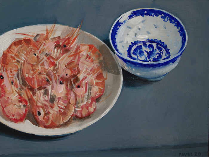 2627 - Gambasteller mit blau-weißem Porzellanschälchen