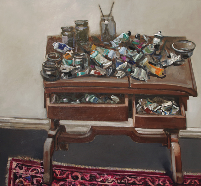 2707 - Ateliertisch mit Farbtuben