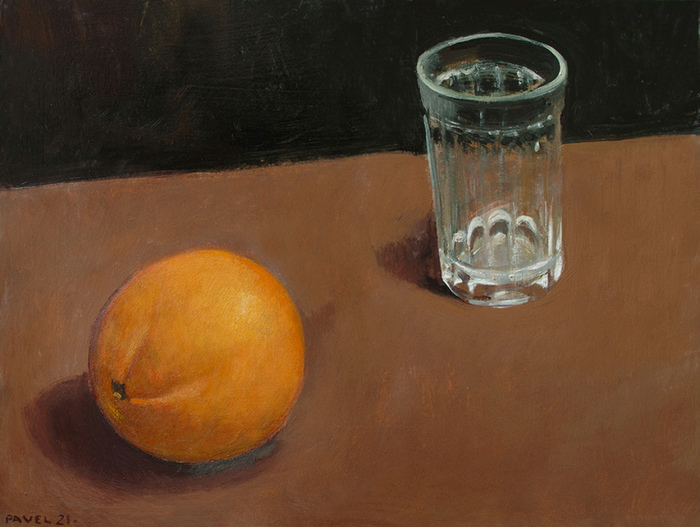 2719 - Orange mit Wasserglas
