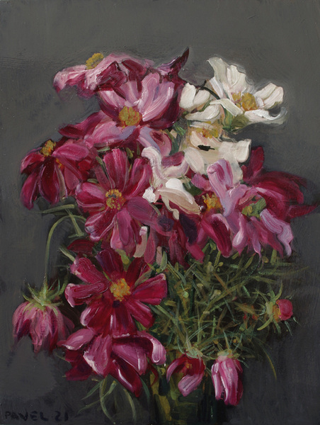 2744 - Blumenstrauß in Purpur und Weiß