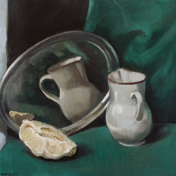 2805 - POrzallankrug mit Tablett und Pomelospalte