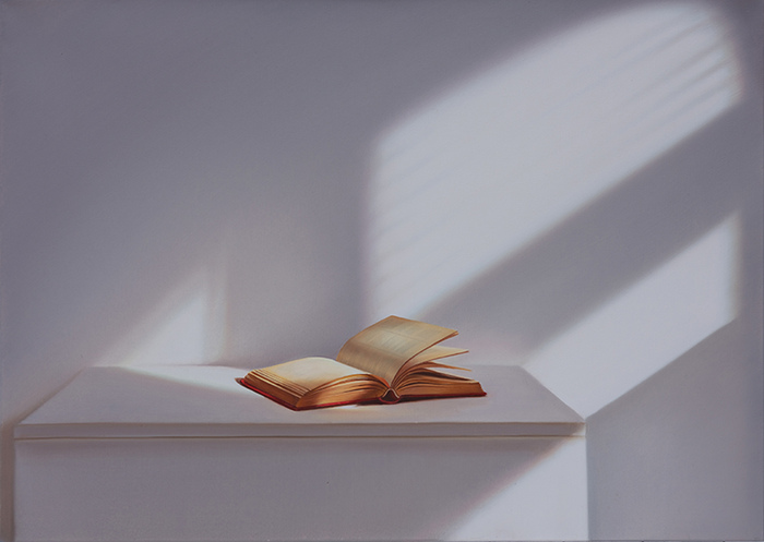 Offenes Buch in der Mitte