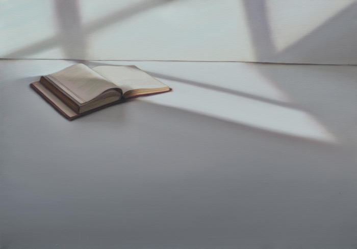 Offenes Buch mit Fensterrahmen