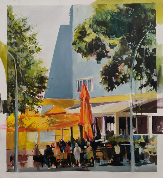 Paisaje con sombrilla