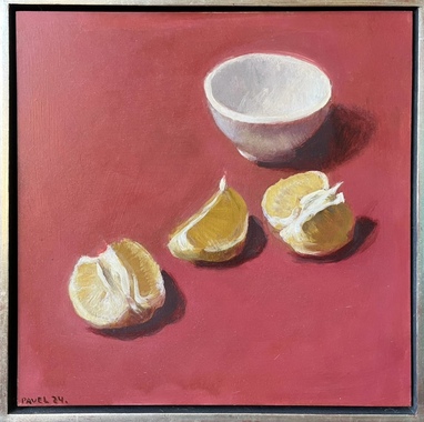 Pavel Feinstein: 3054- Weiße Schale mit 3 Stück Pomelo, 2020