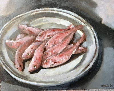 Pavel Feinstein: 3103- Rotbarben auf Silberteller, 2020