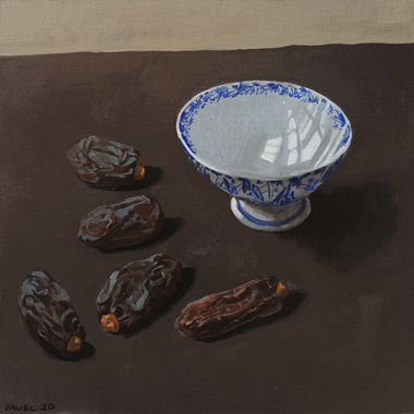Pavel Feinstein: 2519 - Blauweißes Porzellanschälchen und Datteln, 2020