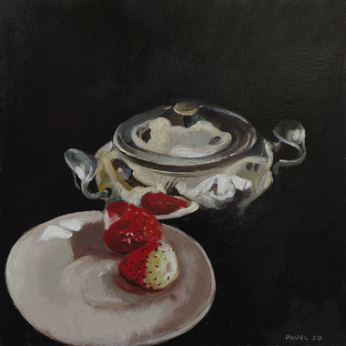Pavel Feinstein: 2543 - Erdbeeren mit silberner Zuckerdose, 2020